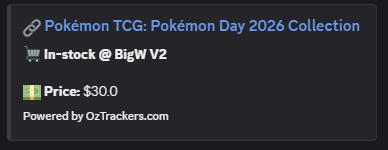 Product stock alert notification for Pokemon Day 2026 Collection